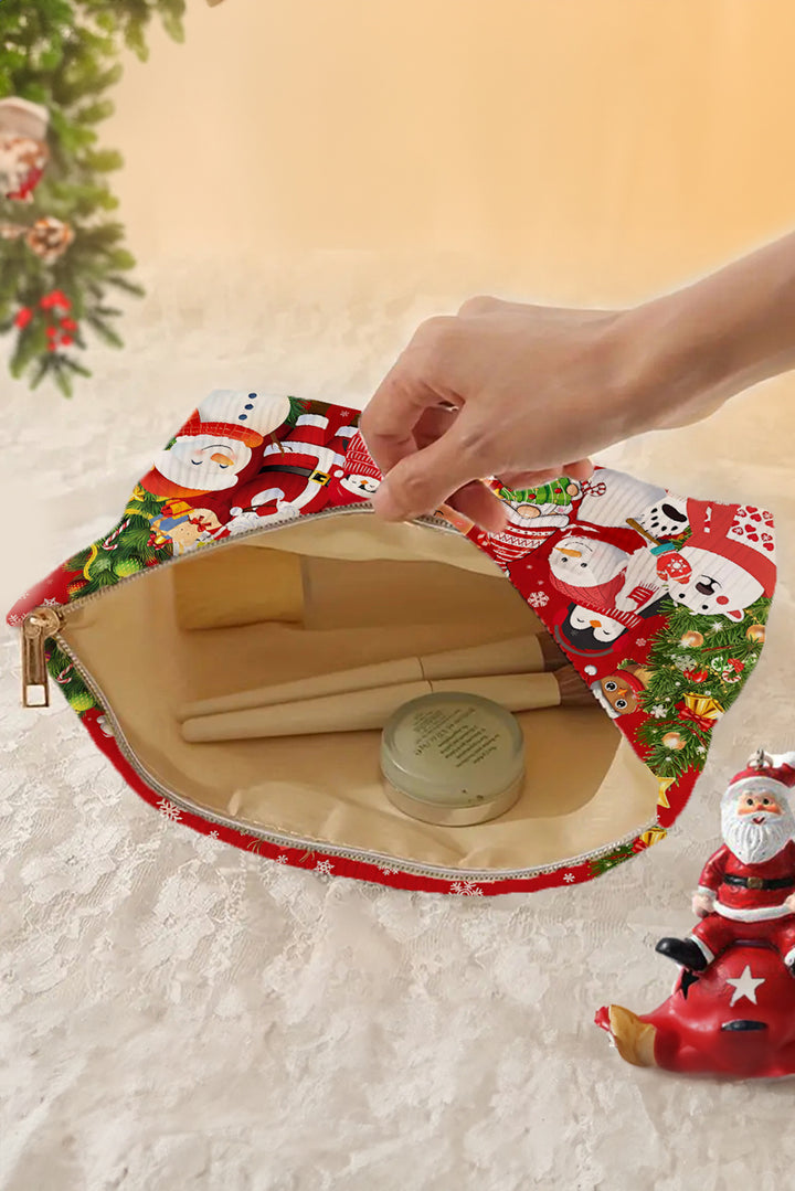 MERRY CHRISTMAS Happy New Year Corduroy Cosmetic Bag