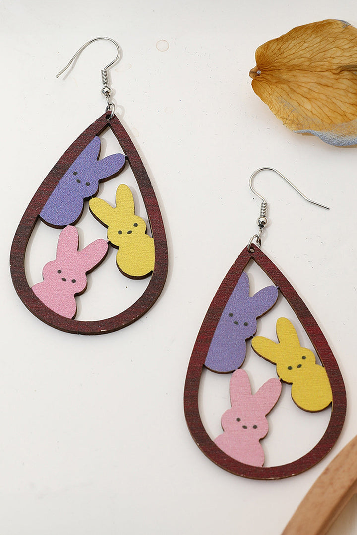 Boucles d'oreilles crochet en forme de goutte d'eau en forme de lapin de Pâques