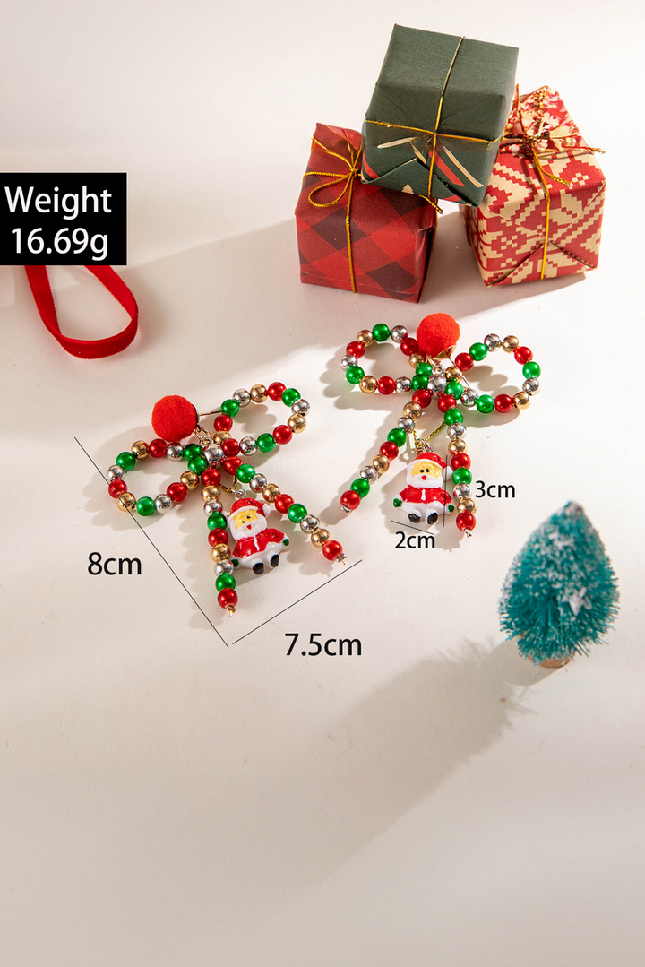 Weihnachtsmann-Anhänger Perlen-Schleifenknoten-Ohrstecker