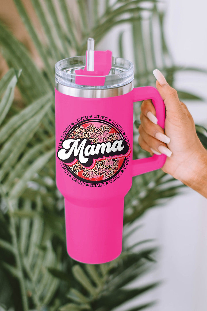 Tasse isotherme en acier inoxydable à imprimé léopard Mama avec poignée 40 oz