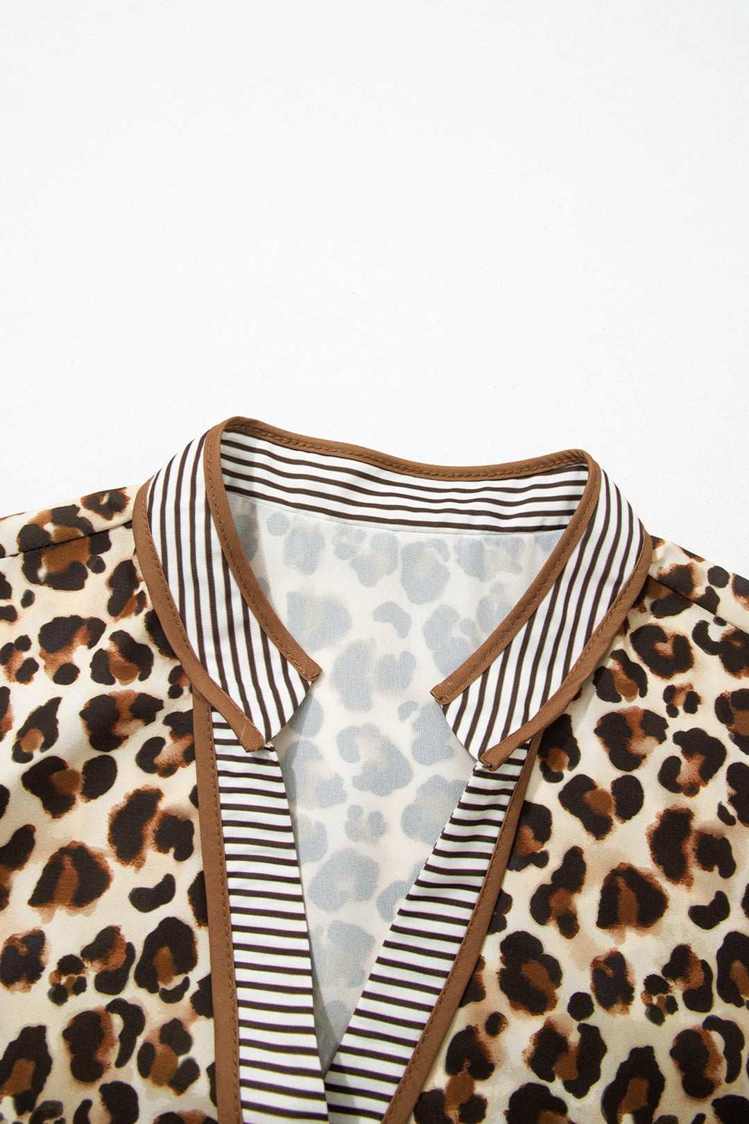 Leopard Print Striped Patchwork 3/4 Sleeve Loose Mini Dress