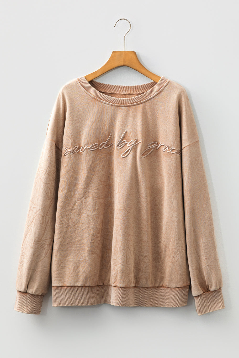 DUNE saved by grace Embroidered Mineral Wash Plus Size Sweatshirt