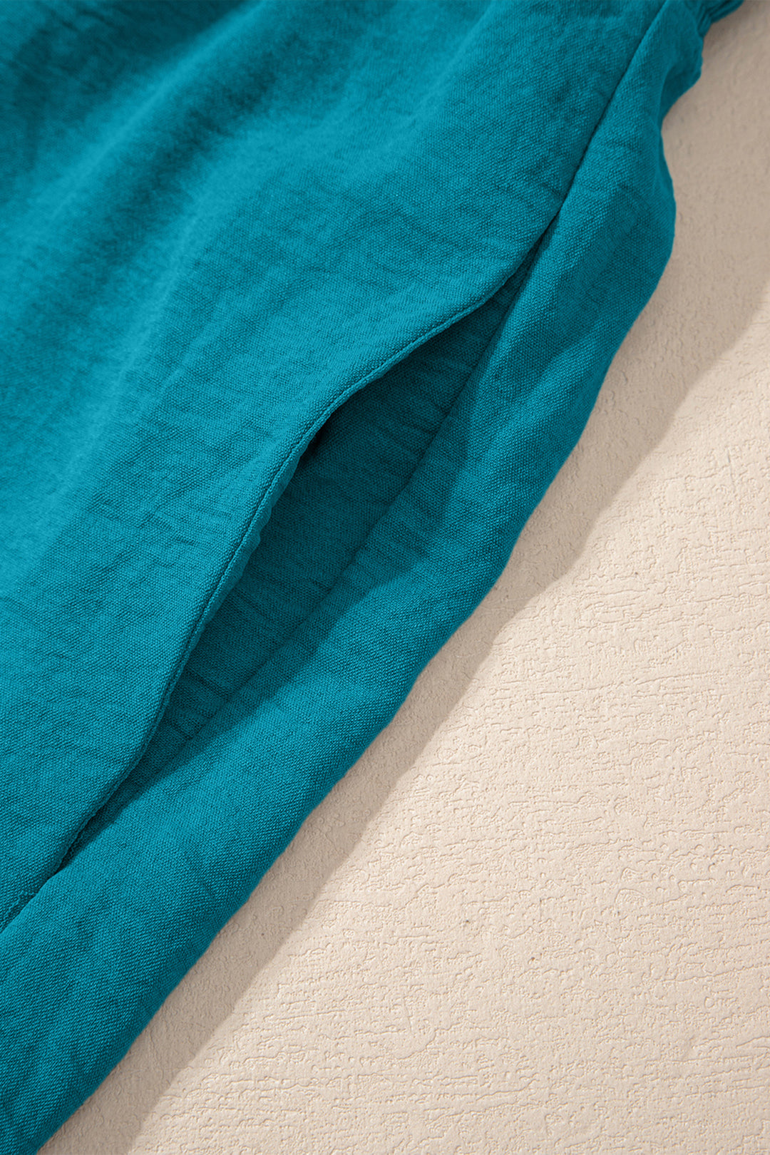 Peacock Blue Smocked Square Neck Sleeveless Jumpsuit with Pockets