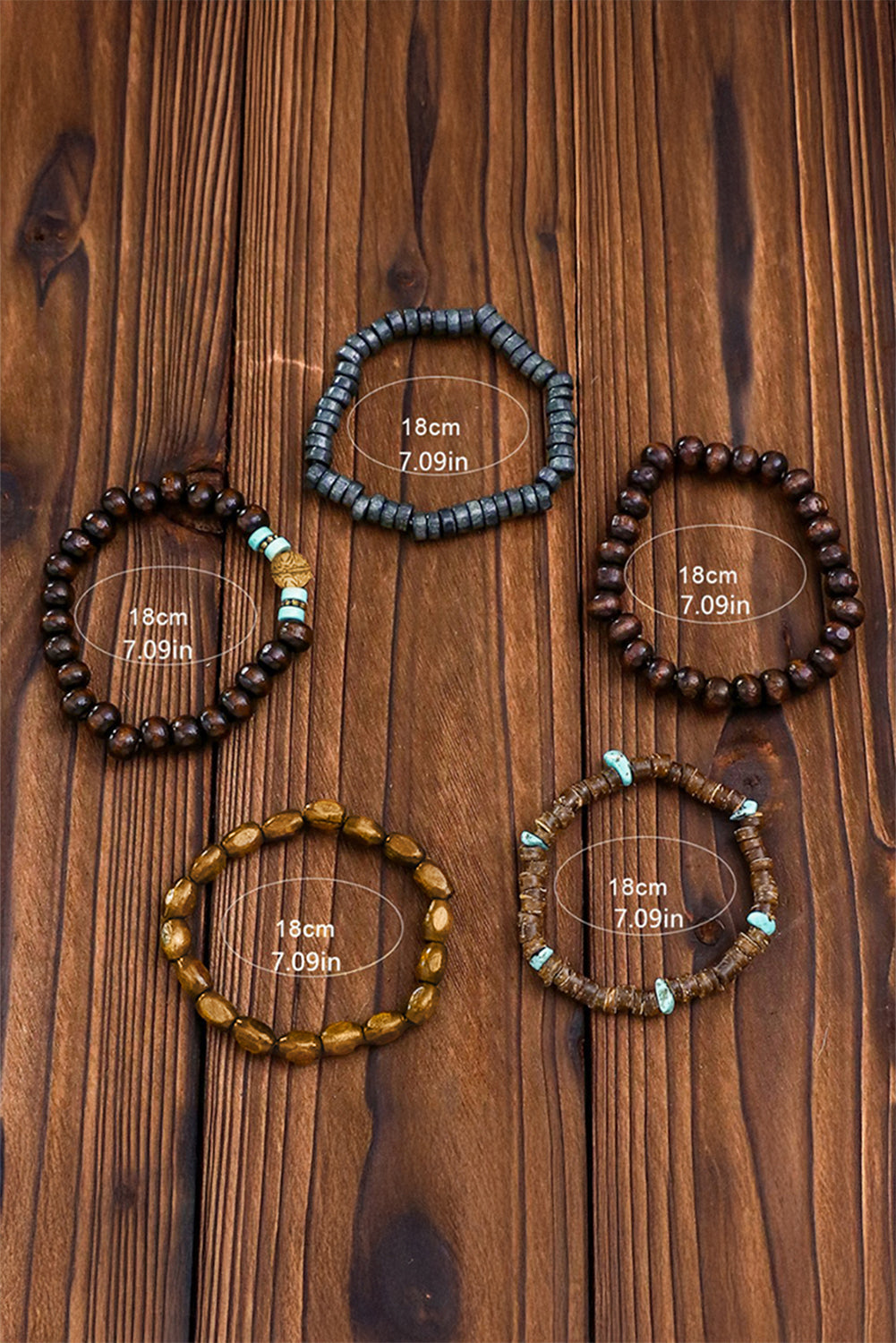 Bracelet multicouches en perles de bois turquoise bohème