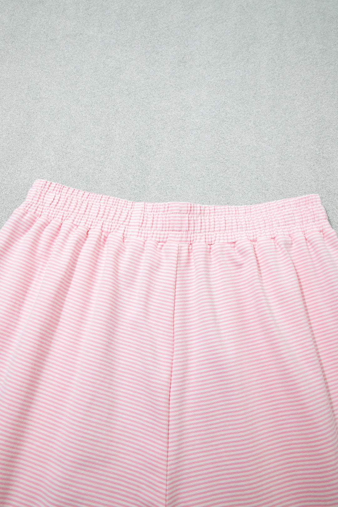 Pink Stripe Color Block Trim Mock Neck Pullover Drawstring Pants Casual Outfit
