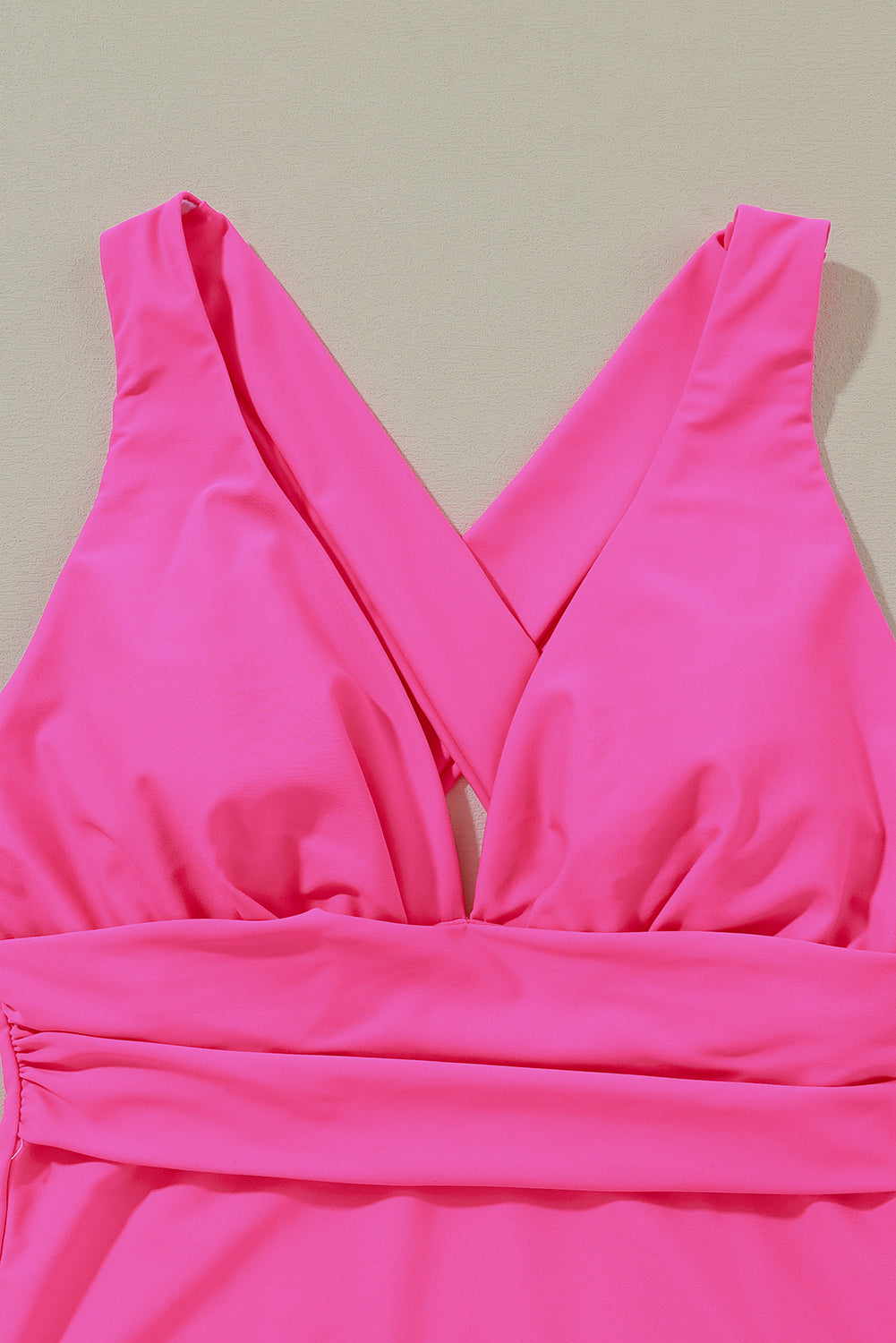 Deep V Neck Crossover Backless Ruched High Cut Monokini