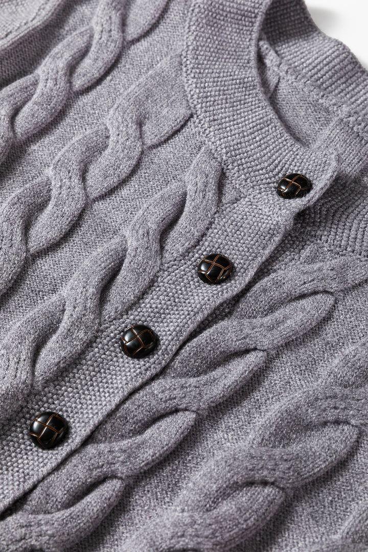 High Cable Knit Cardigan Sweater