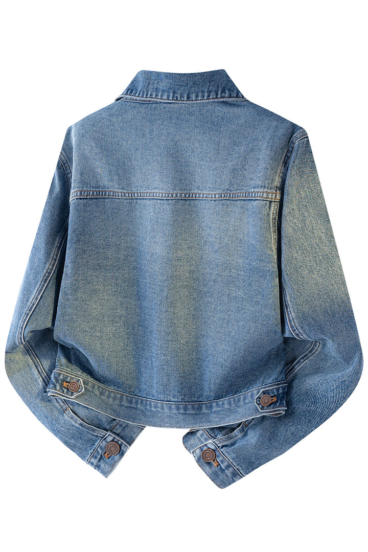 Beau Blue Flap Pockets Tailored Denim Jacket
