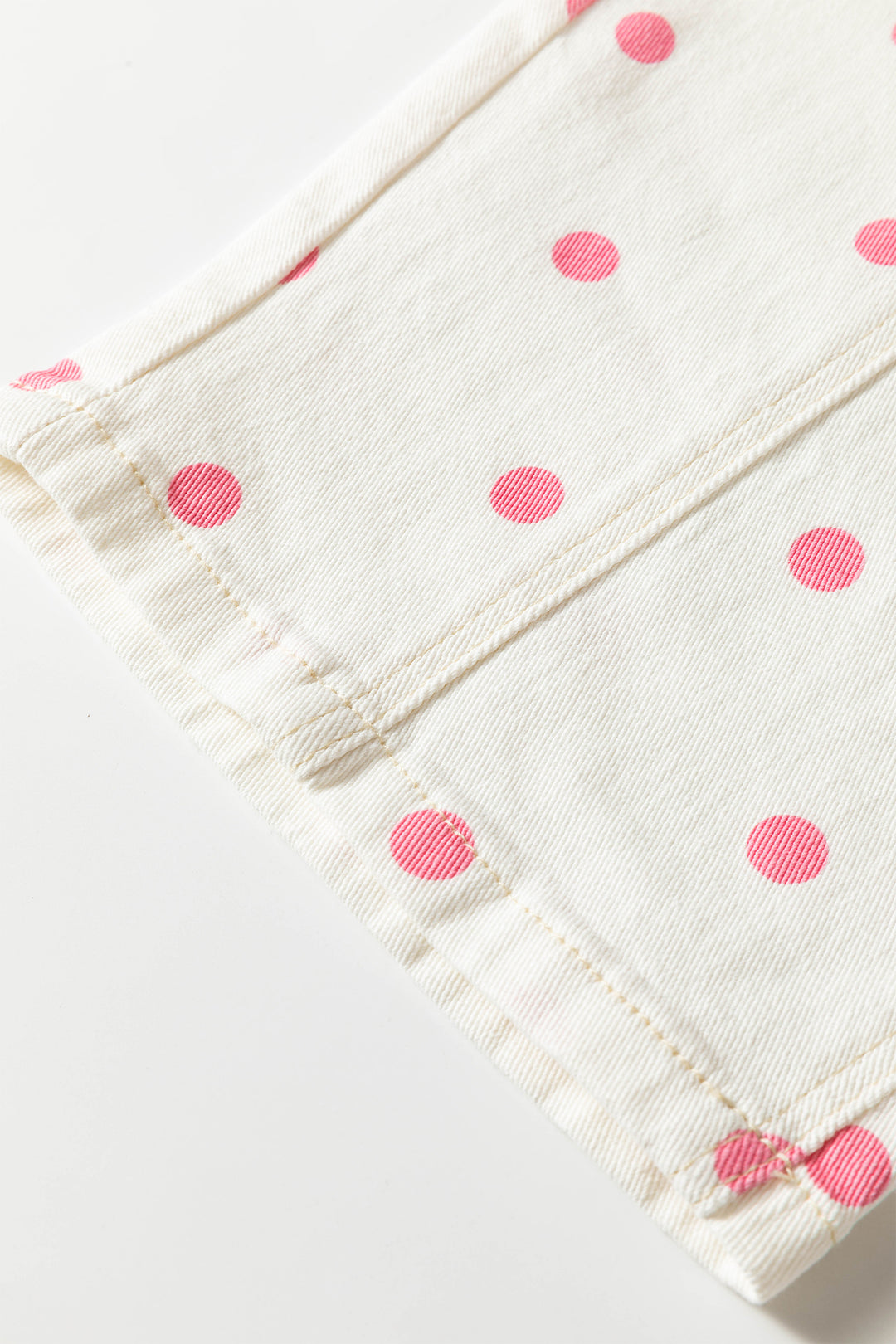 Pink Tailored Seam Polka Dot Print Barrel Casual Jeans