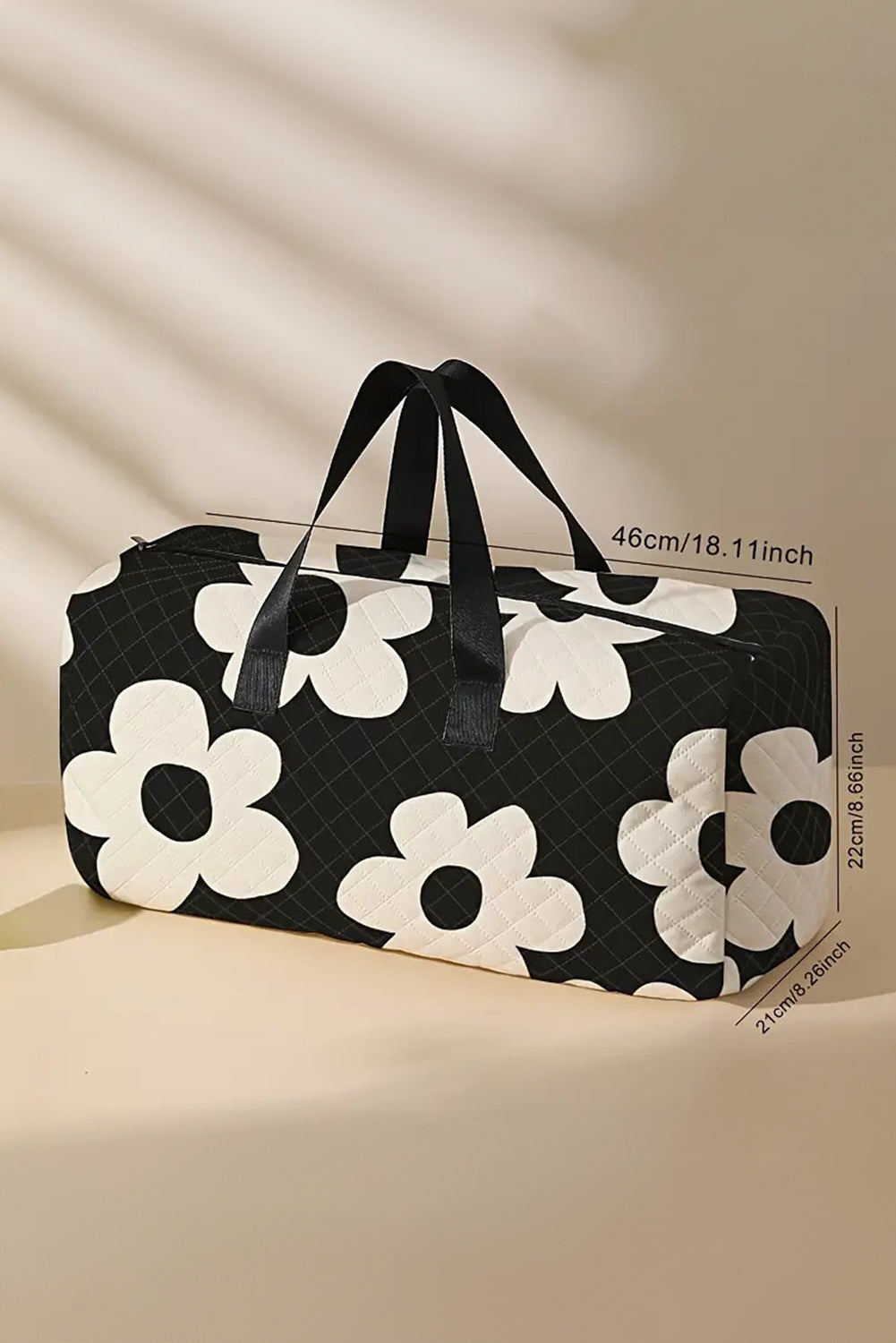 Flower Print Quilted Large Duffel Bag