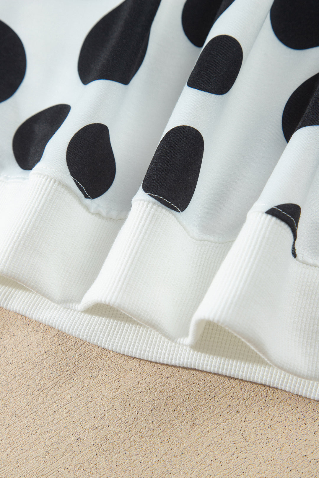 White Polka Dot Long Sleeve Top Drawstring Relaxed Pants Set