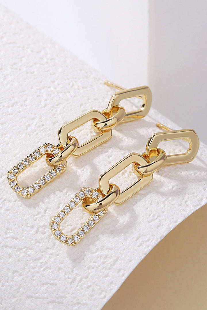 Boucles d'oreilles à tige en strass avec maillons de chaîne