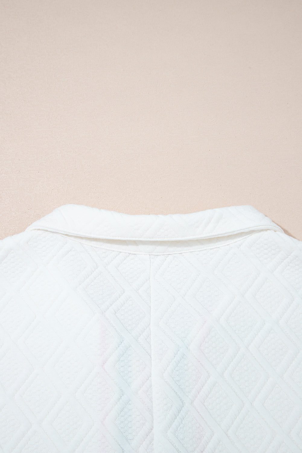 White Contrast Striped Collar Patchwork Textured Half Sleeve Blouse