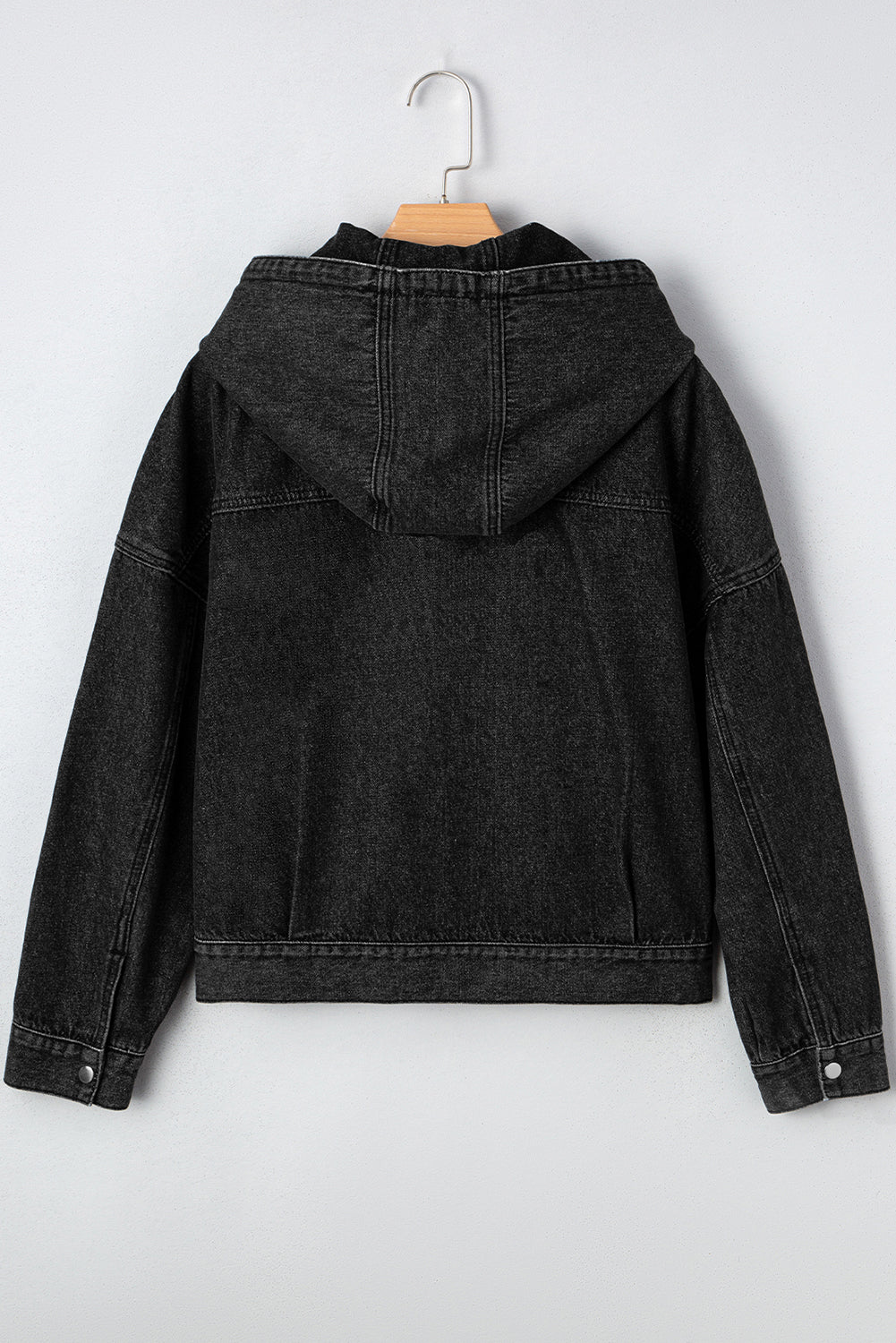 Big Chest Pocket Drop Shoulder Hooded Denim Jacket
