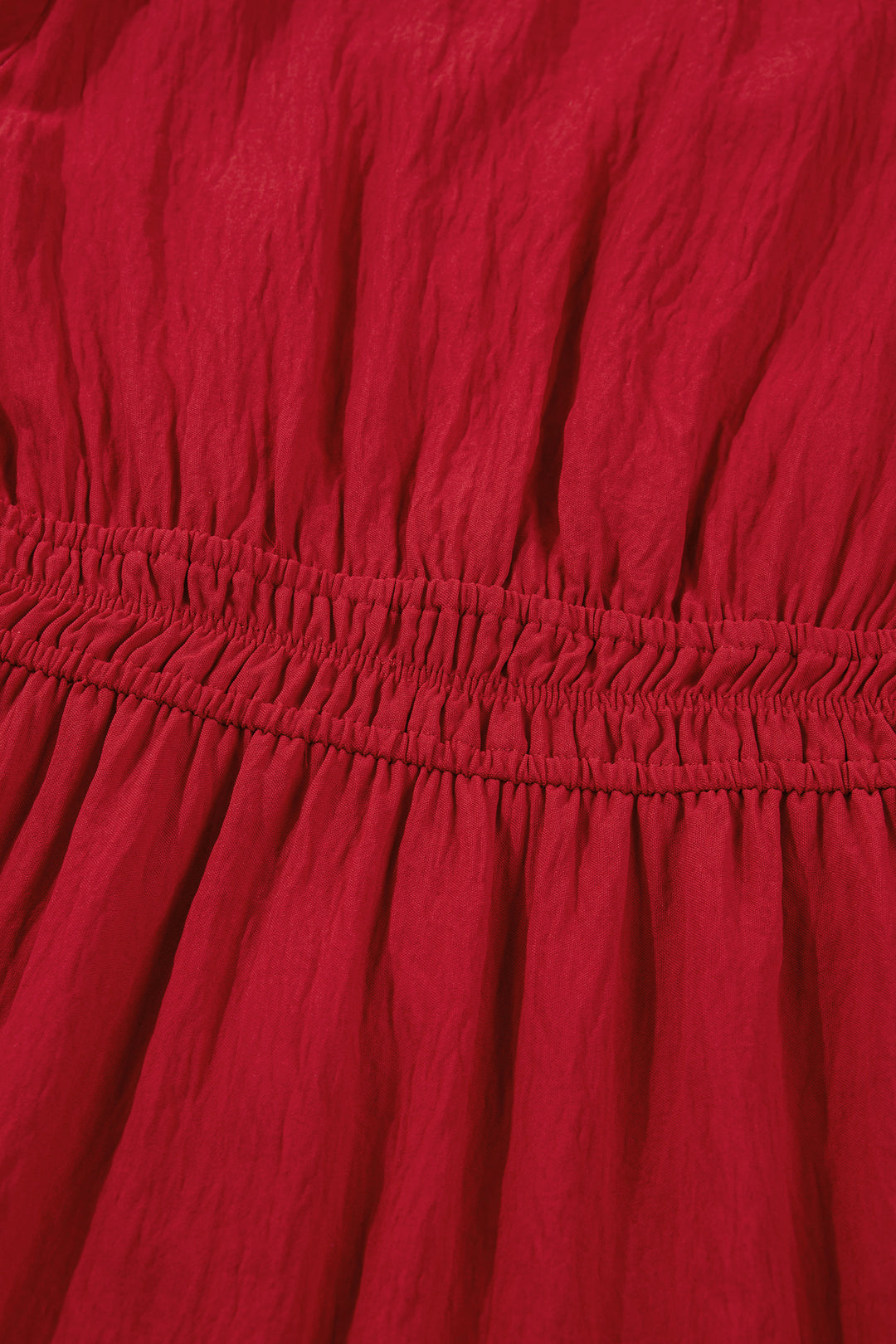 Contrast Embroidered Detail Cinched Waist Tiered Long Sleeve Maxi Dress