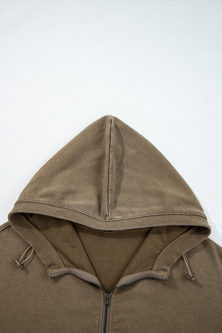 Elmwood Half Zip Kangaroo Pocket Mineral Wash Baggy Hoodie