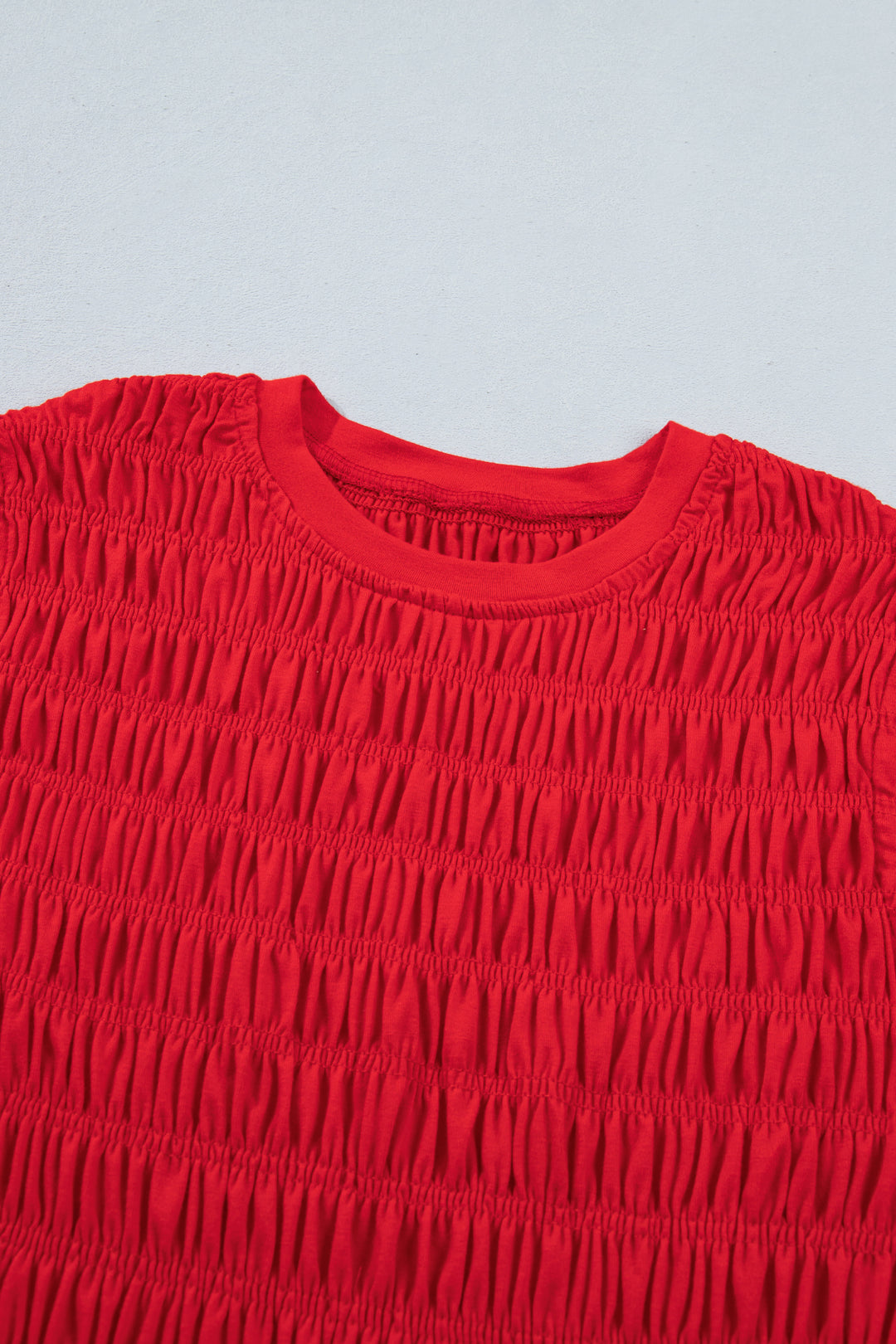 Fiery Red Shirred Slim Fit Ruffle Hem Tank Top