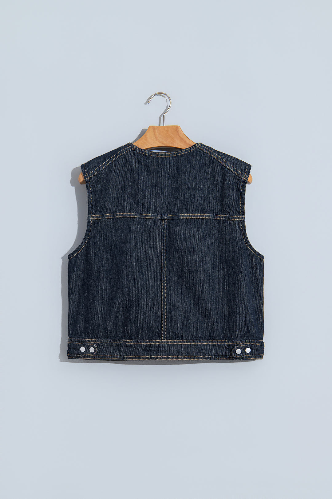Navy Blue Vintage Denim Zipper Front Cowboy Vest