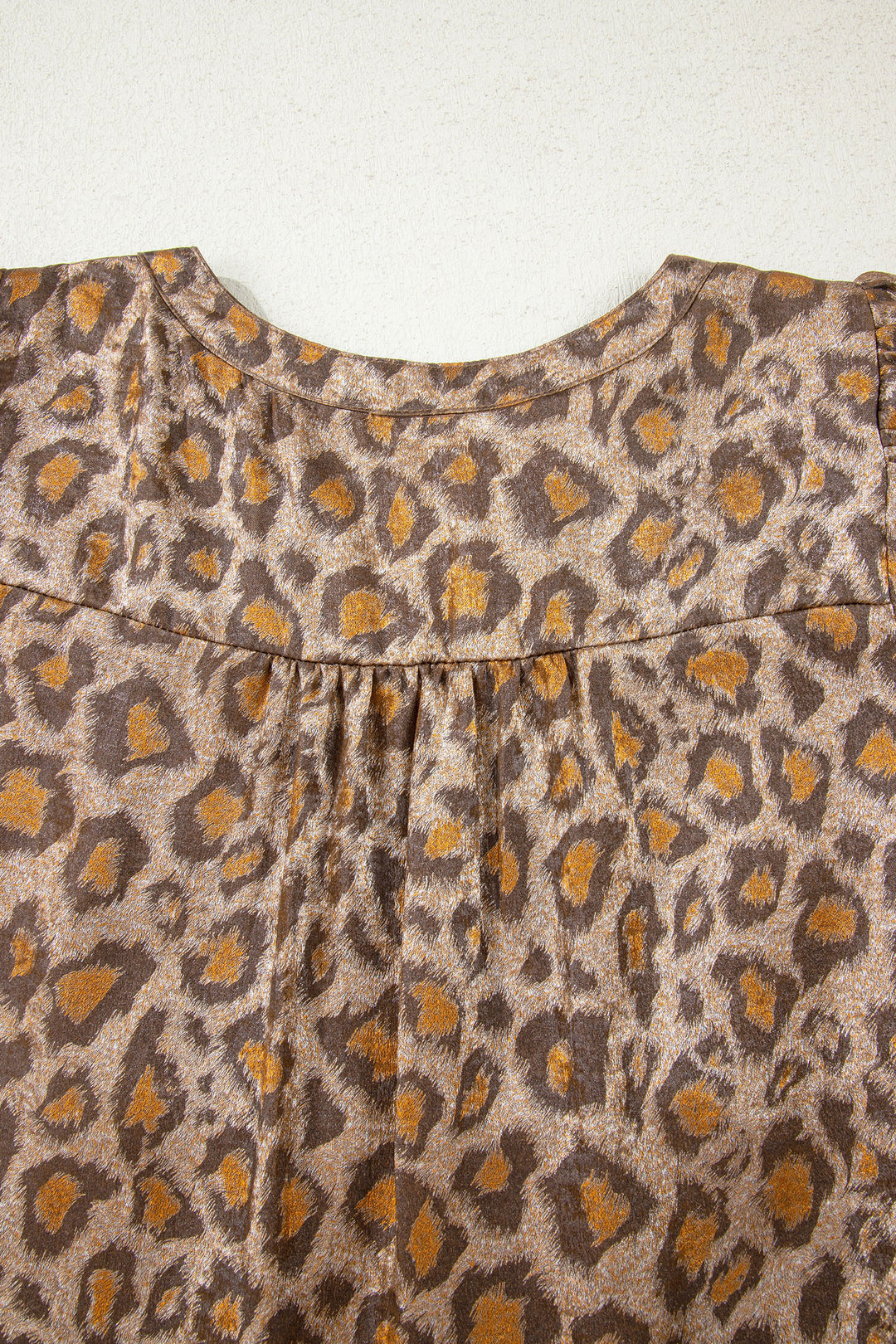 Leopard Print V Neck Ruffled Sleeve Tiered Loose Mini Dress