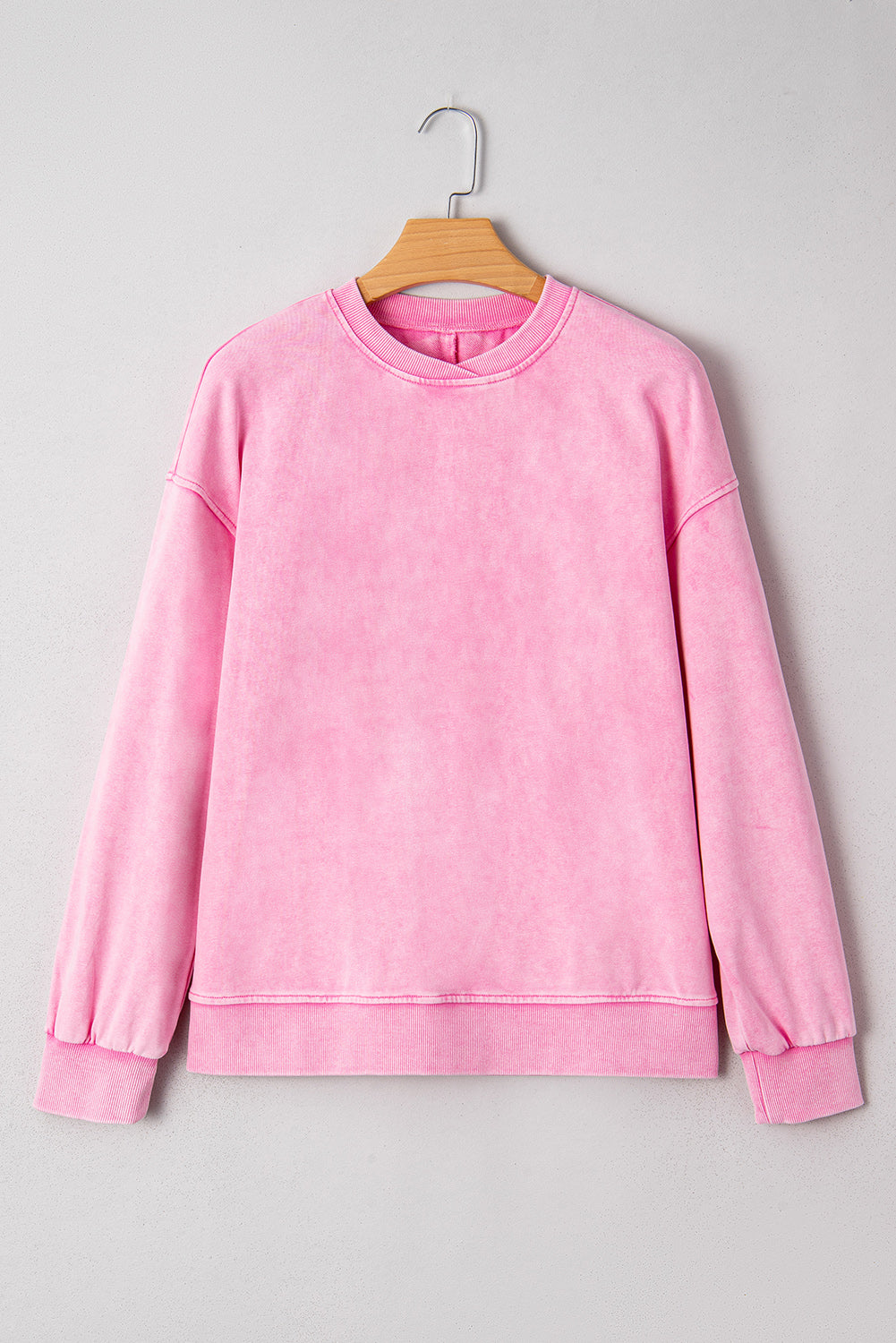 Mineral Wash Crossed Crew Neck Drop Shoulder Loose Sweatshirt