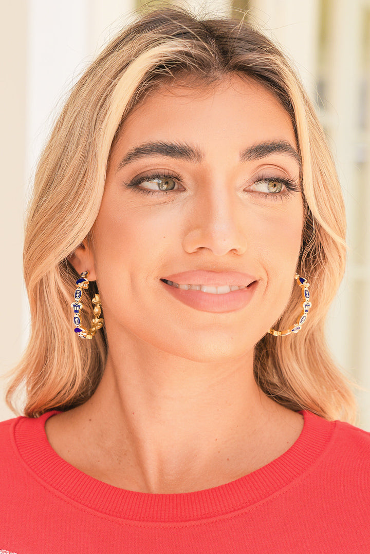 Game Day Football Helmet Jersey Hoop Earrings