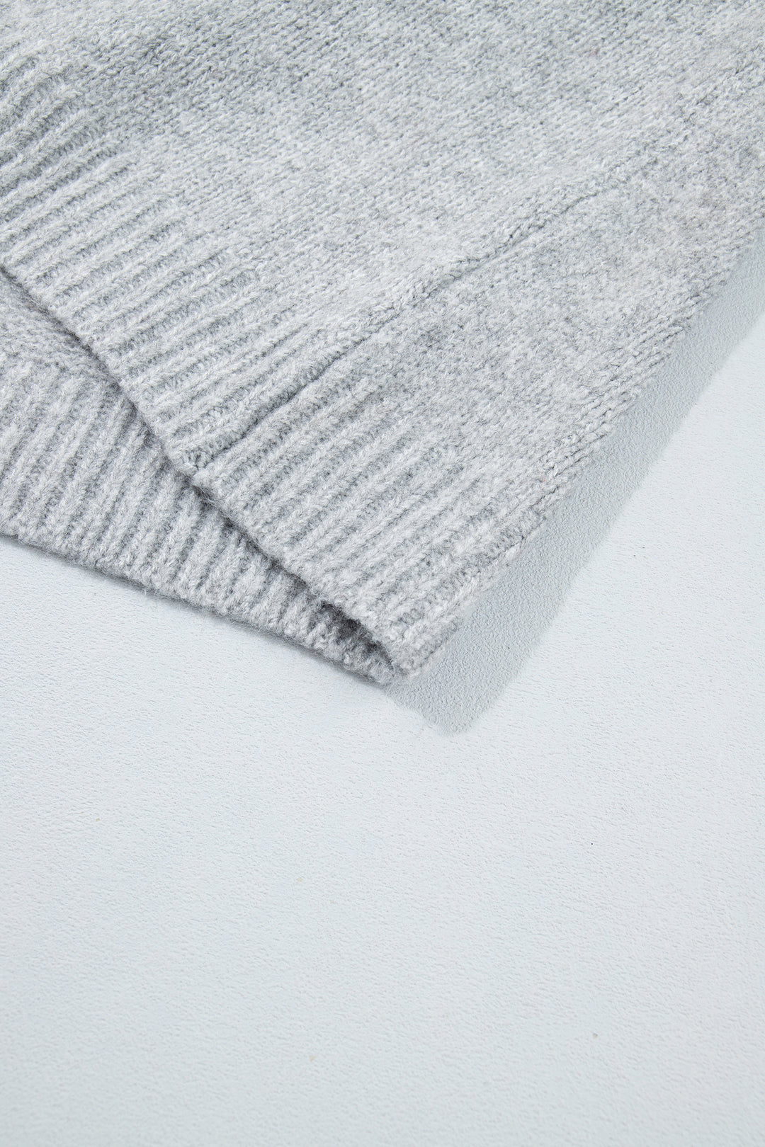 Gray Geometric Detail Round Neck Winter Sweater