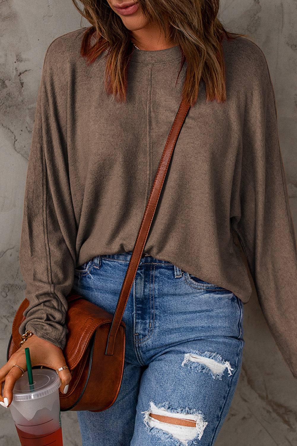 Fiery Solid Color Patchwork Long Sleeve Top