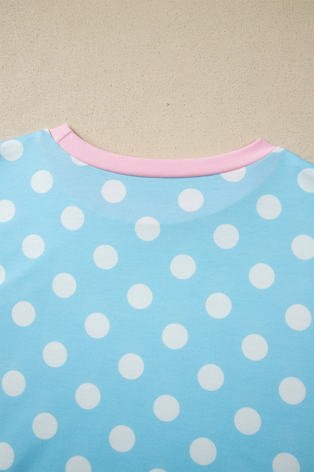 Sky Blue Polka Dot Short Sleeve Top and Pants Set