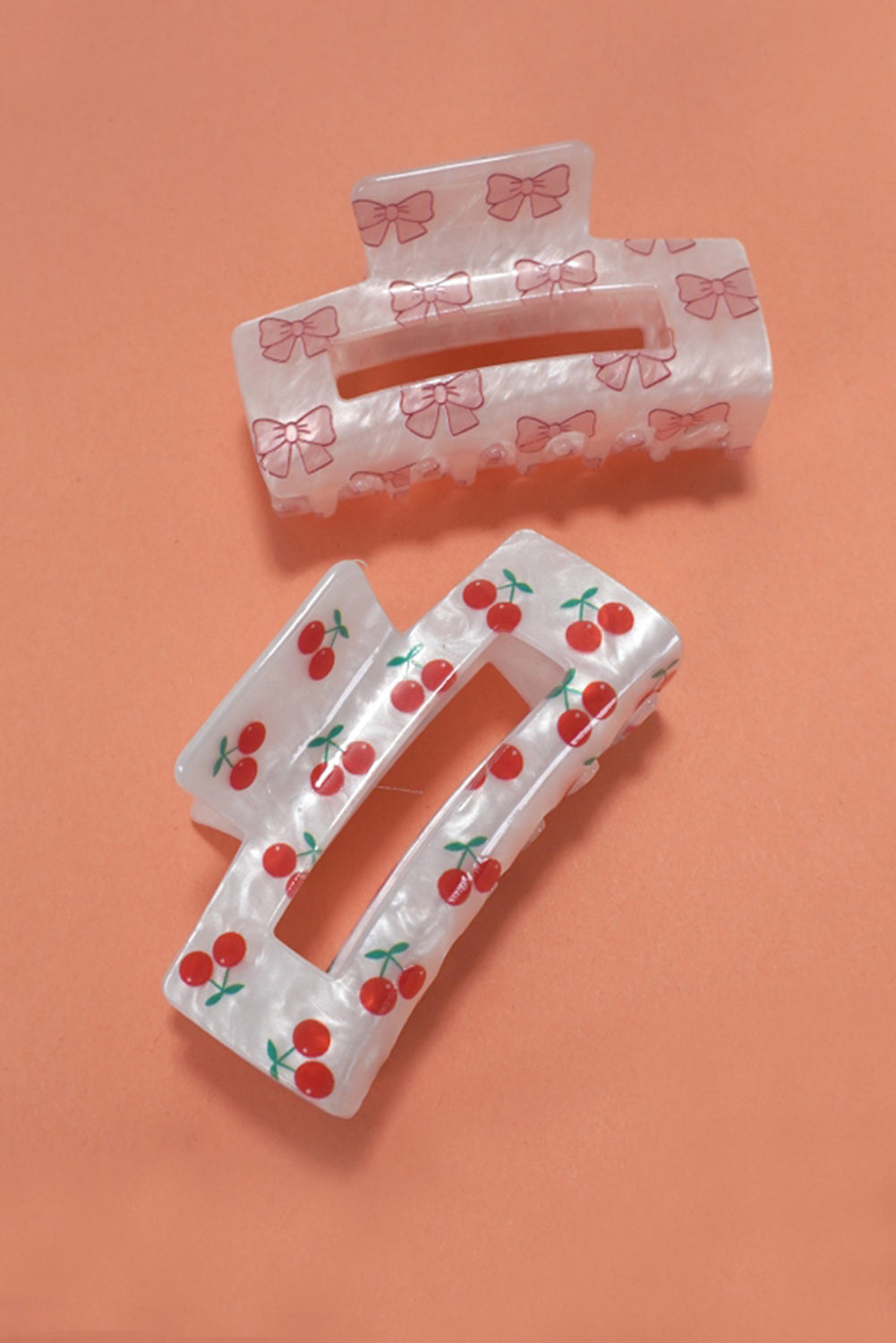 Bow Knot Print Acrylic Square Hair Claw