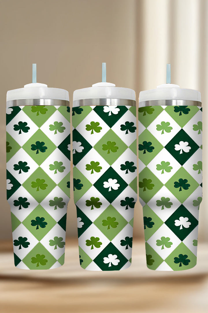 Grand gobelet en paille à imprimé à carreaux Clover sans anse 40 oz