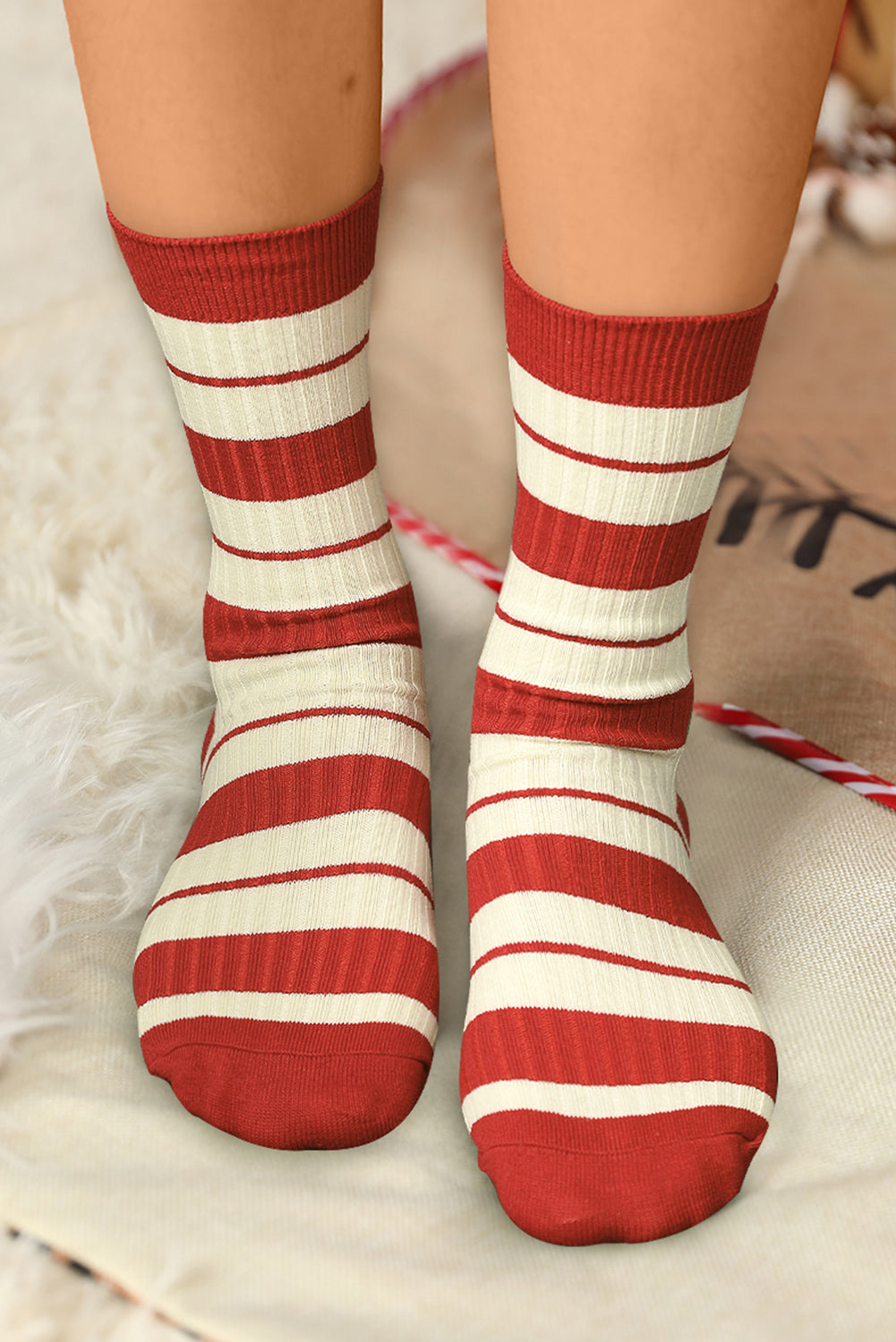 Chaussettes côtelées à blocs de couleurs de Noël