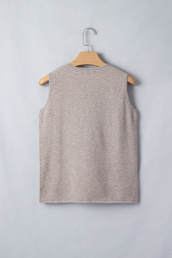 Gray Morn Metal Star Detail V Neck Sweater Knit Tank Top