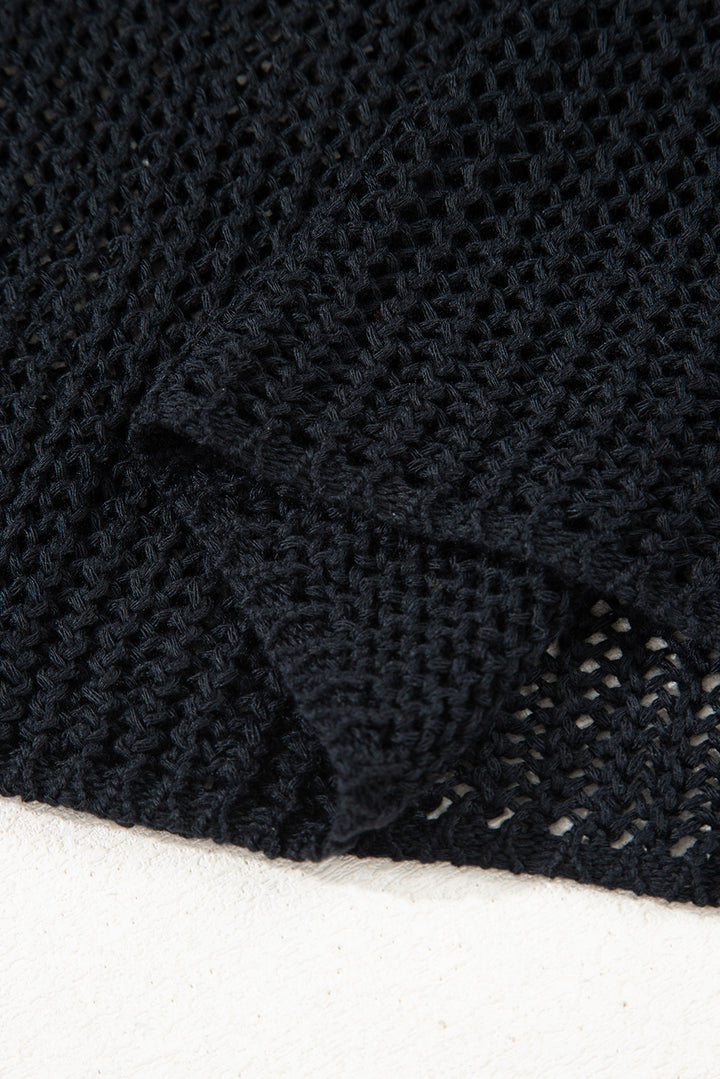 Black Crochet Hollow-out Jumper Top Sweater