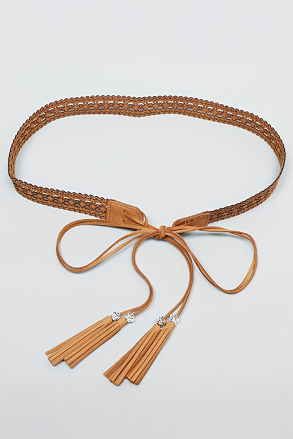 Boho-Taillengürtel zum Selbstbinden mit Quaste und Häkelarbeit 