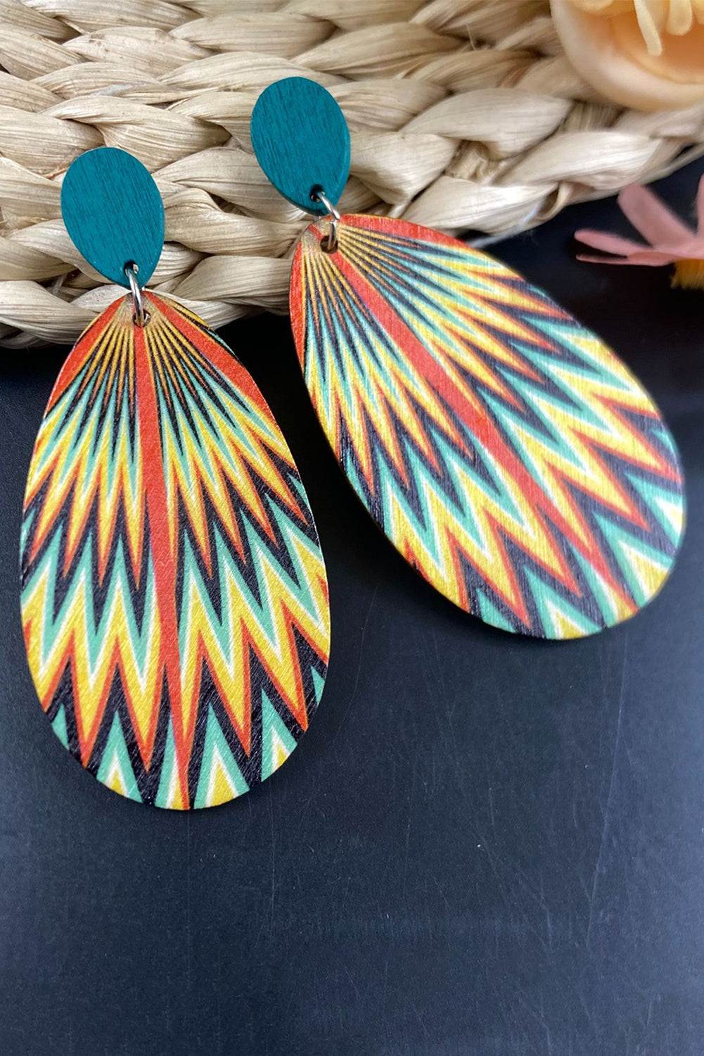Boucles d'oreilles pendantes à imprimé abstrait bohème