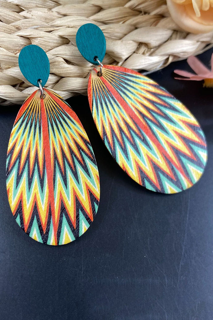 Boucles d'oreilles pendantes à imprimé abstrait bohème