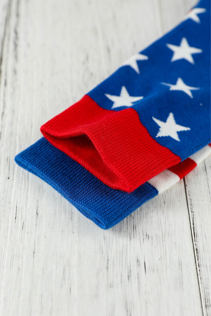 Chaussettes tricotées douces à motif drapeau américain