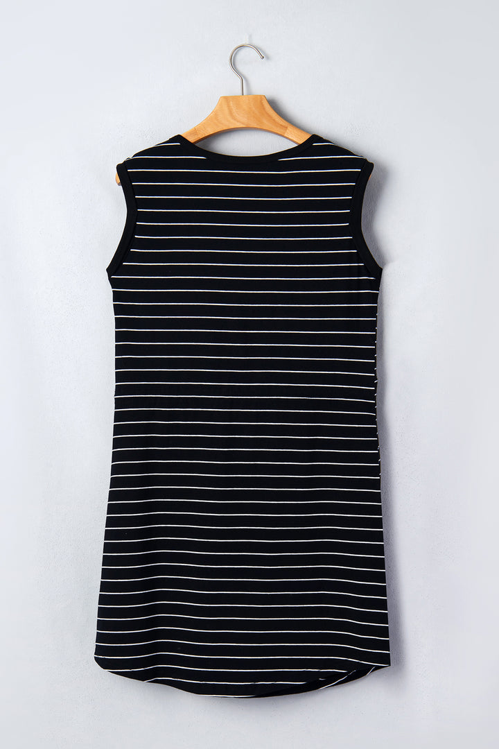 Drawstring Tunic Tank Mini Dress with Pockets