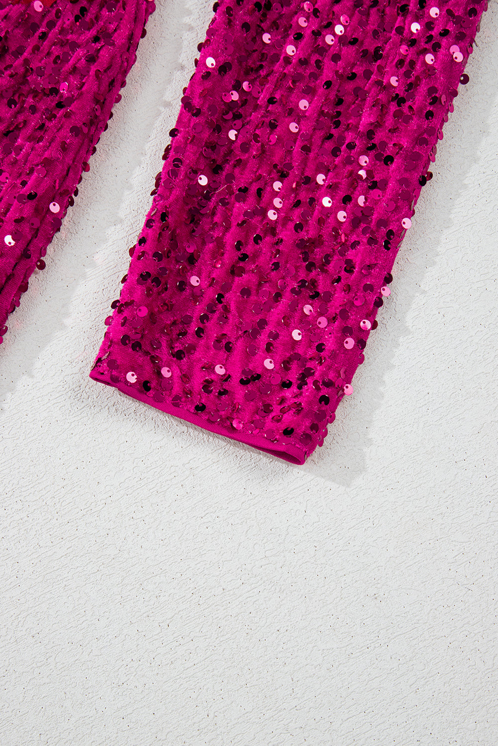 Pitaya Pink Velvet Sequin Long Sleeve V Neck Wrapped Party Mini Dress