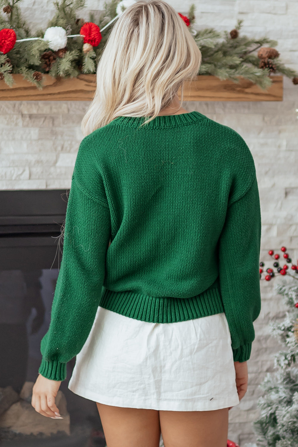 Plaid Bow Graphic Christmas Sweater