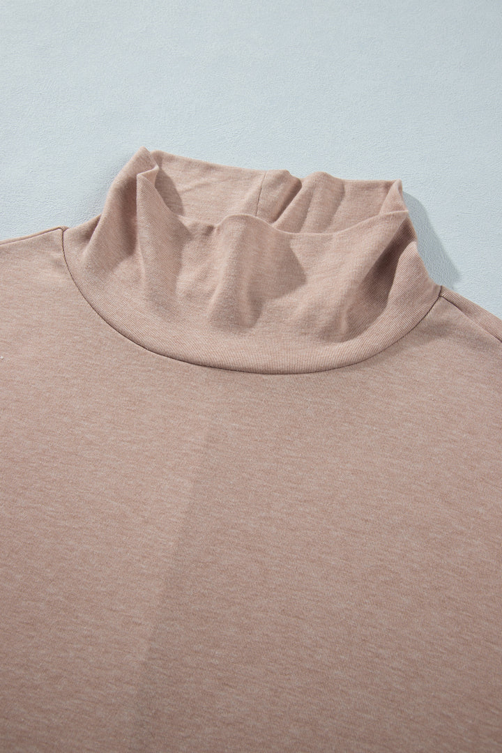 Smoke Gray High Neck Long Sleeve Top