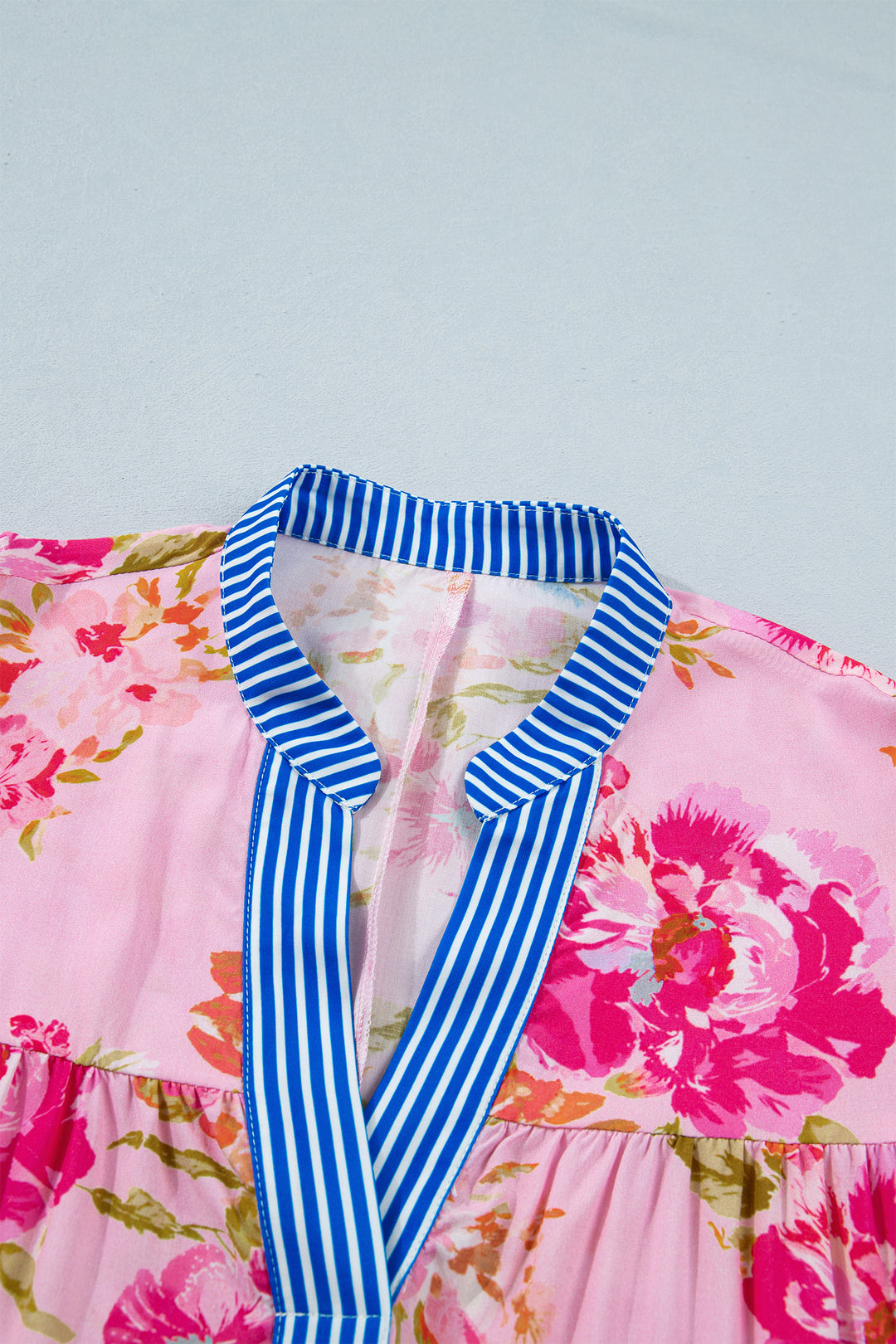 Multicolour Floral Striped Half Sleeve Mini Dress