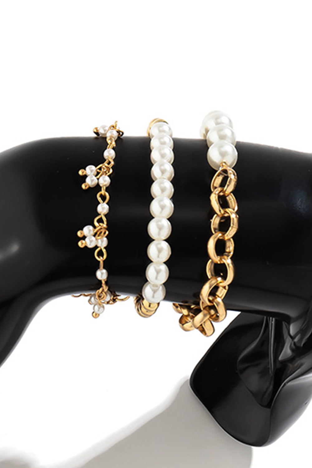 3-teiliges Armband-Set mit Perlen und plattierter Legierung