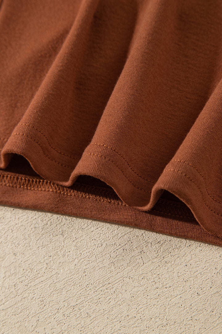 Red Sandalwood High Neck Long Sleeve Top