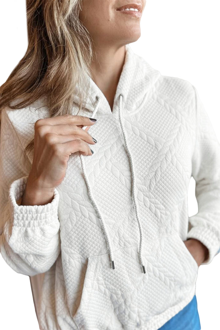 Cable Lattice Texture Kangaroo Pocket Hoodie