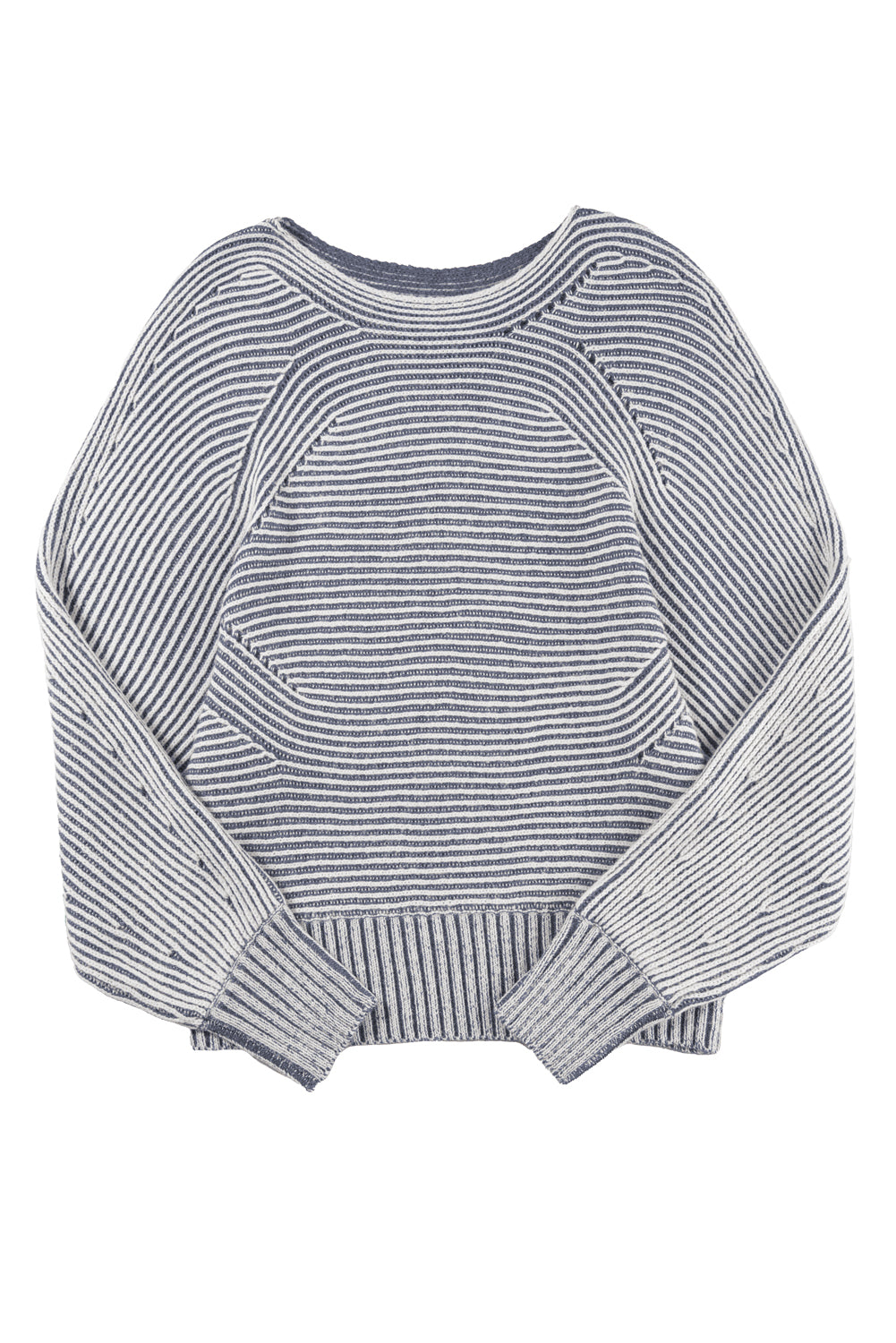 Striped Print Ribbed Knit Boat Neck Baggy Sweater