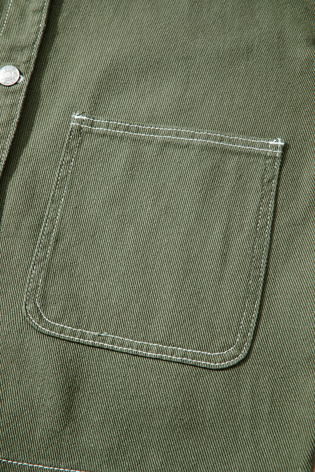 Patched Pocket Collared Button Front Boyfriend Denim Jacket