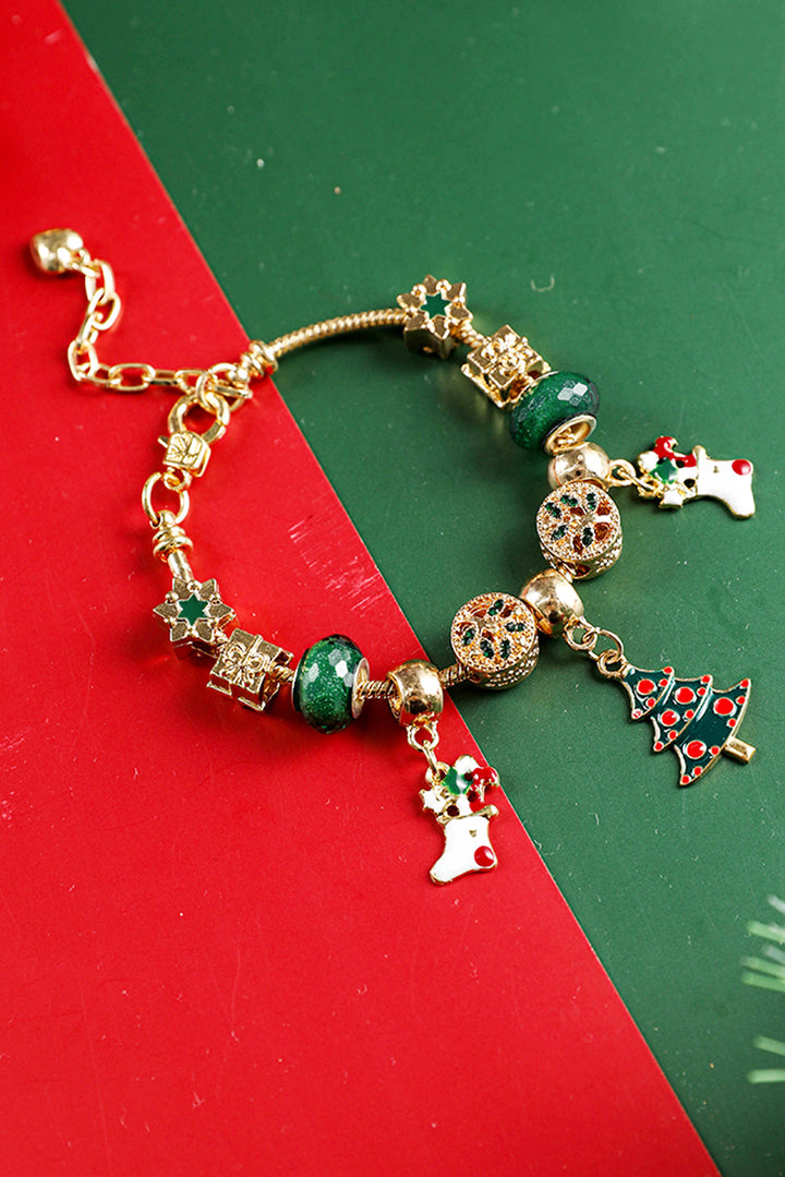 Verstellbares Armband mit plattierten Perlen und Weihnachtsanhänger