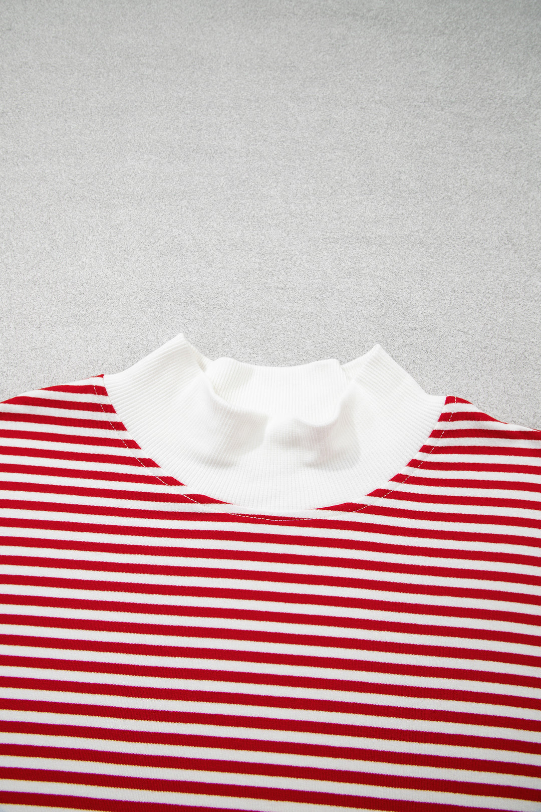 Red Stripe Oversize Mock Neck Sweatshirt and Shorts Set
