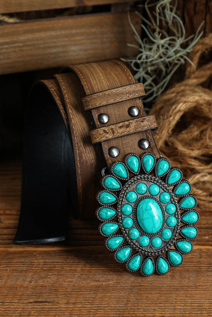Ceinture large rétro à décor turquoise occidental 